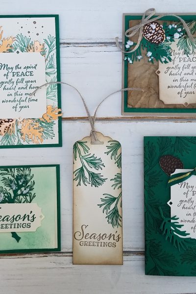 Peaceful Boughs stamp set, Frenchie Martin, StampingJill, Jill Olsen